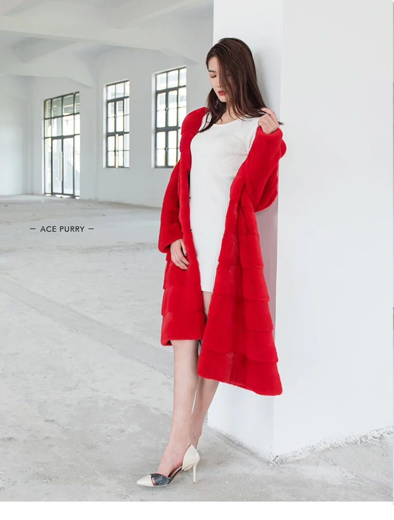 Fang Tai Fur 2019 импортная бархатная норковая шуба с v-образным вырезом однотонная красная с длинным рукавом норковая шуба женская X-Long тонкая