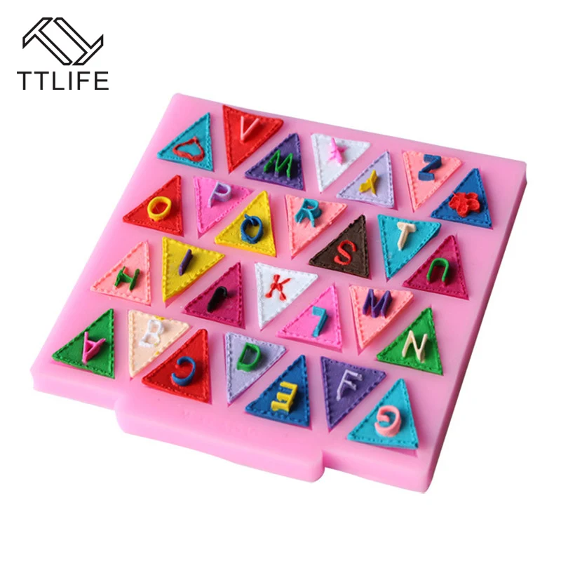 

TTLIFE Triangular Pattern Letters Silicone Mold for Cake Decorations Chocolate Fondant Mold Ice Cube Tray Jelly Cookie Bakeware