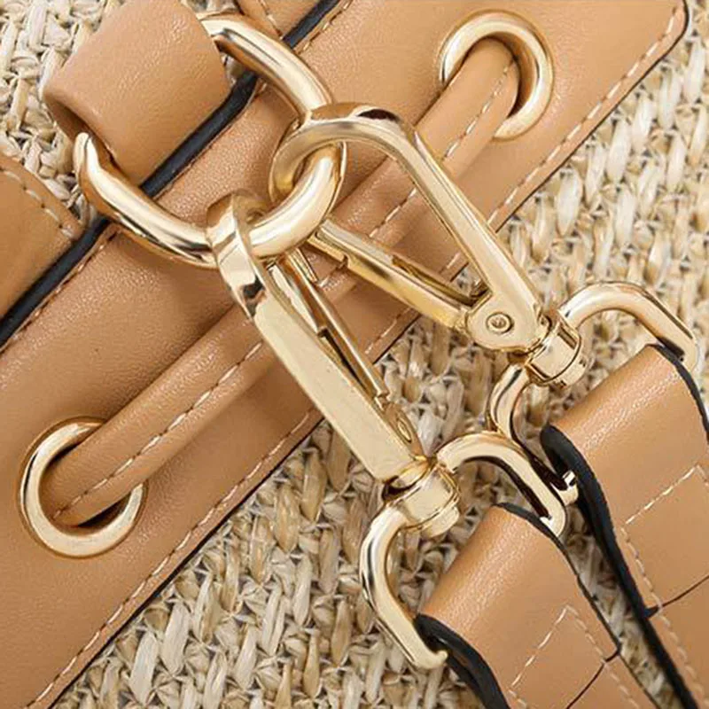 Summer New Women Straw Backpack INS Popular Female Travel Panelled Mochila Large Ladies Fashion Back Pack Exquisite Bolsa BP3007 (3)