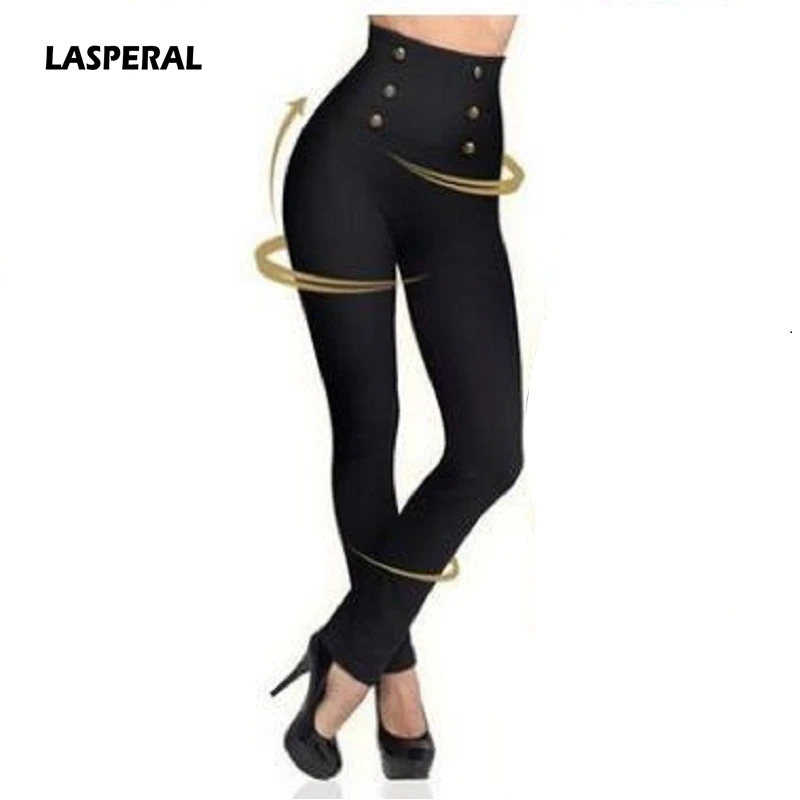 

LASPERAL 2019 Sexy Leggin Pants Women Fashion High Waist Push Up Button Black Slim Leggins Bottoms Female Jeans Bodycon Leggins