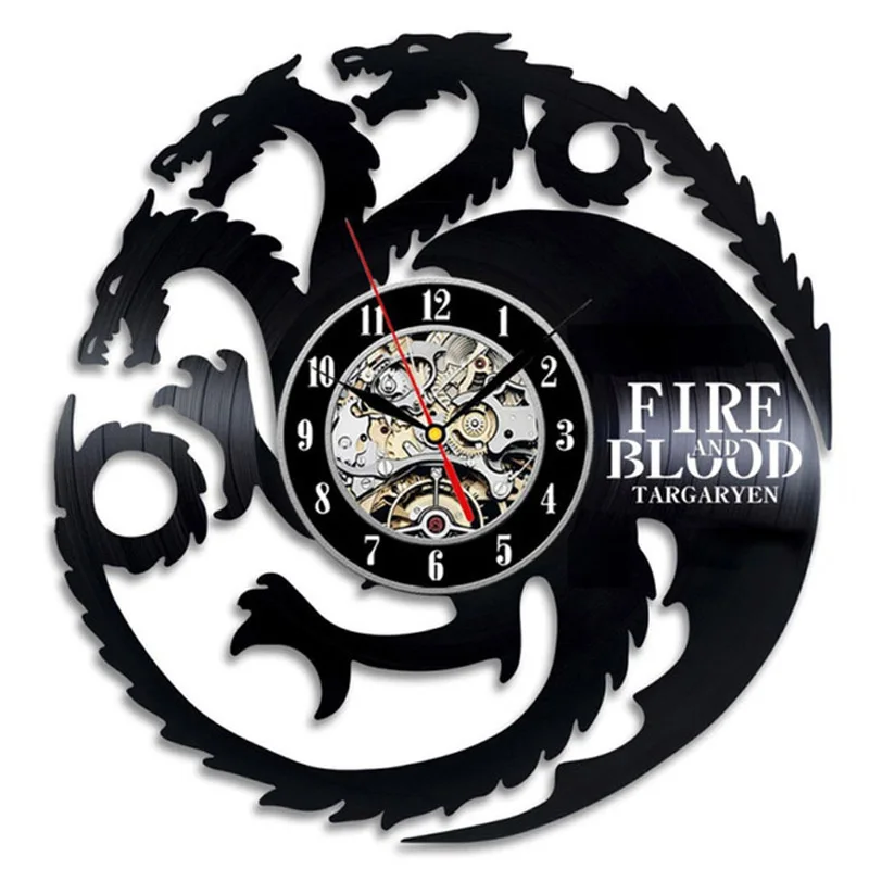 Günstige Game of Thrones Vinyl Record Wanduhr Moderne Design 3D Dekoration Hängen Uhr Wand Kunst Wohnkultur 12 zoll