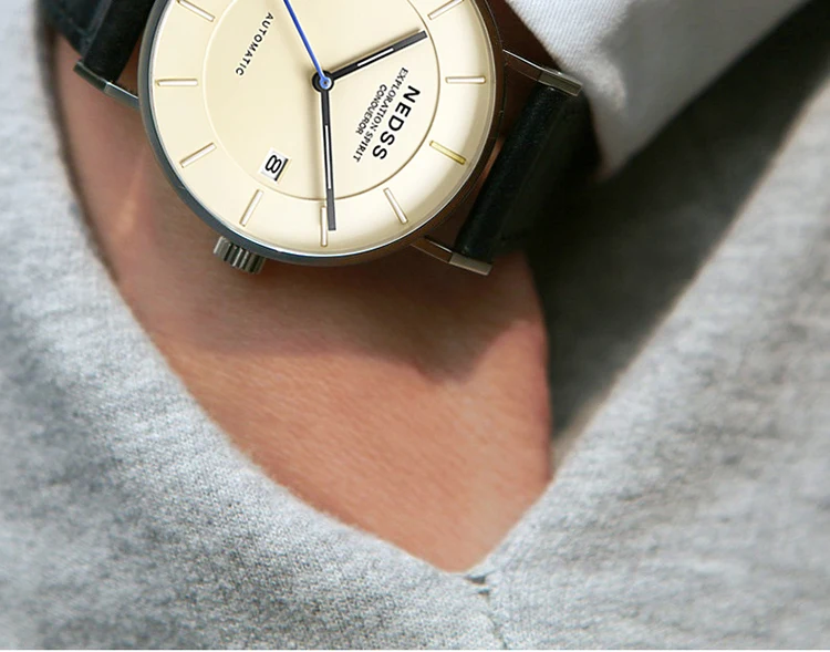 NEDSS швейцарские тритиевые часы Miyota 9015 автоматические часы Механические наручные часы DW кожаные Наручные часы сапфировые 50 м водонепроницаемые