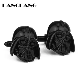 

HANCHANG Jewelry Tie Clips & Cufflinks Star War 3D Darth Vader Knight Cufflinks for Shirts Cuffs Links Pins fathers day Gift