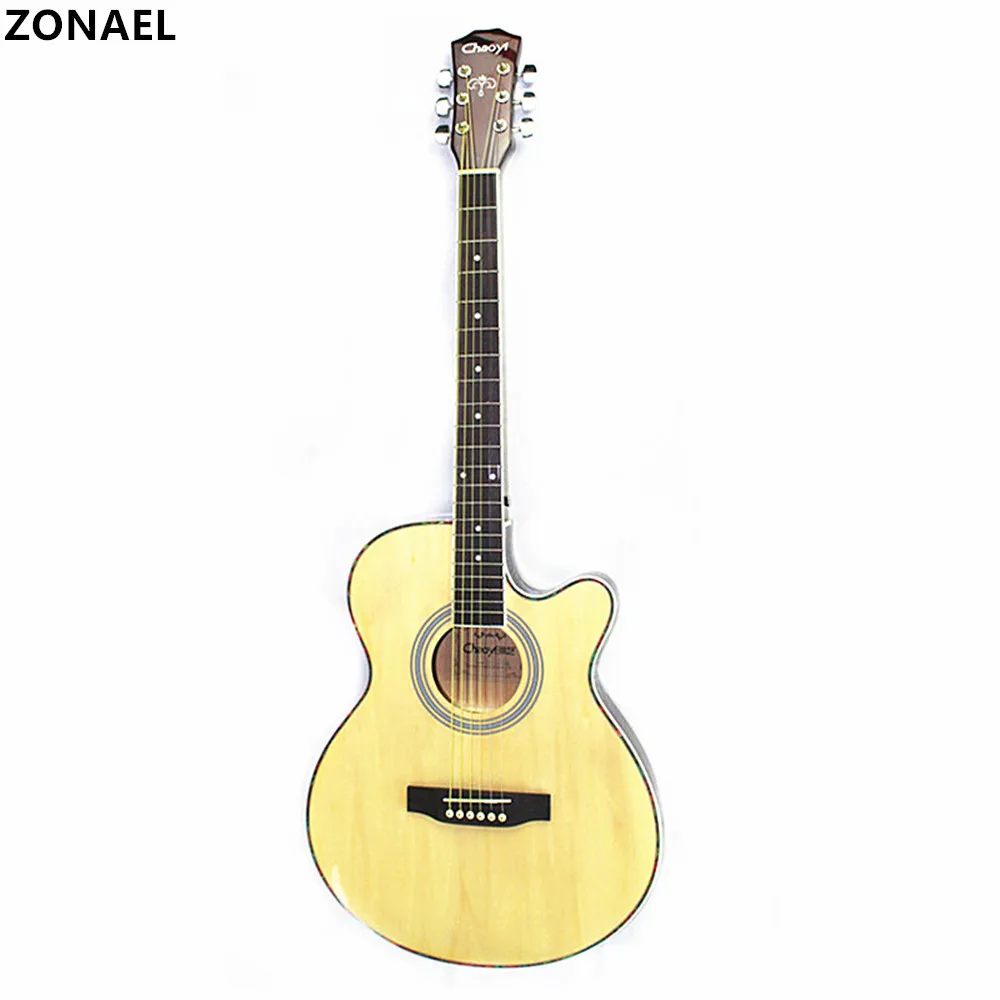 ZONAEL Hot Sale 40 Inch Acoustic Folk 6-String Guitar For Beginners Students Gift Basswood Folk Guitar Ultra Thin Bucket Body