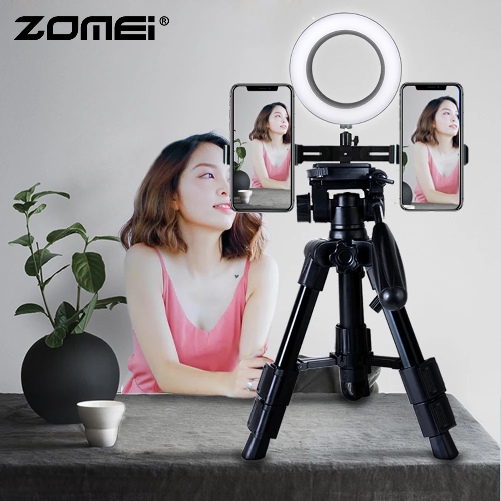 

Zomei YouTube Do Live Bracket Desktop multi-camera Phone Shooting Portable Anchor mini Tripod LED Light Video Unboxing Full Set
