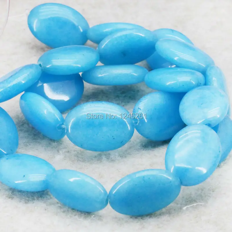 

Accessories Blue/Yellow/Pink Chalcedony Ellipse Stone Loose DIY Beads Jewelry Making Design 13X18mm Semi-Precious 15inch Crafts