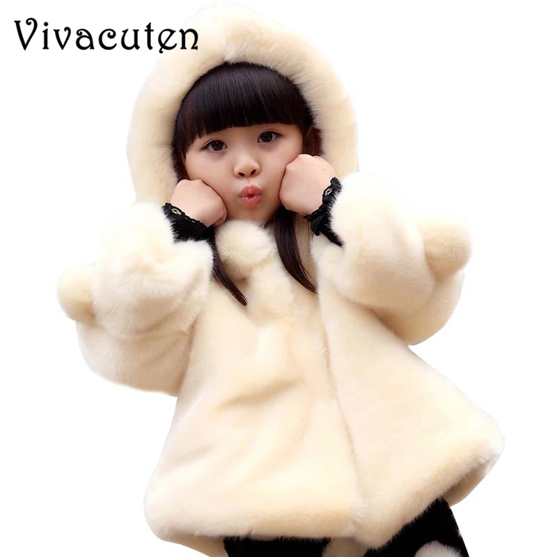 

Winter 2018 Girls Warm Jacket Faux Fur Thick Coat Solid Casual Hooded Kids Clothes Teenage Outwears Toddler Baby Girls Tops ZF02