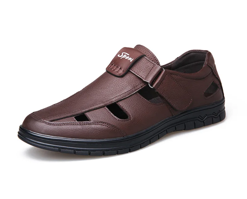 Мужская обувь из натуральной кожи; коллекция года; летние мужские сандалии; черная кожаная мужская обувь; пляжные сандалии; KA1124