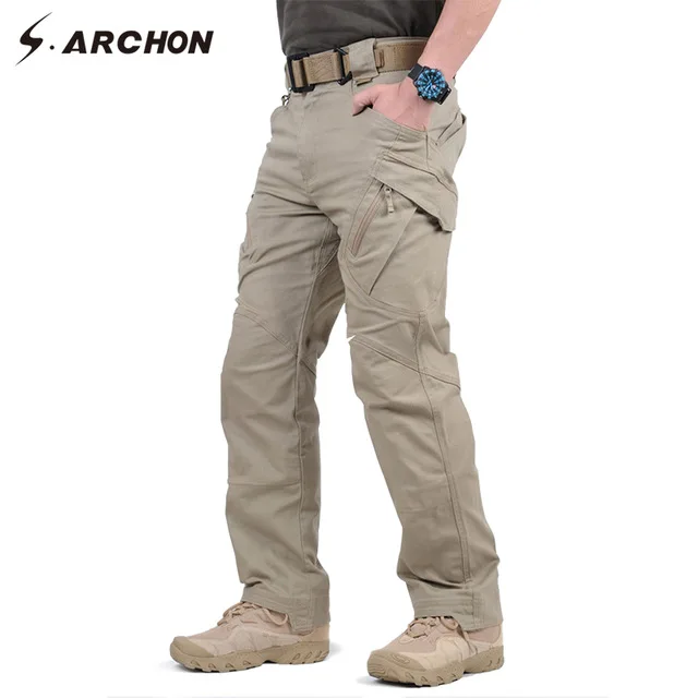 Billige S. ARCHON IX9 Stadt Military Tactical Cargo Hosen Männer SWAT Kampf Armee Hose Männlichen Casual Viele Taschen Stretch Baumwolle Hosen