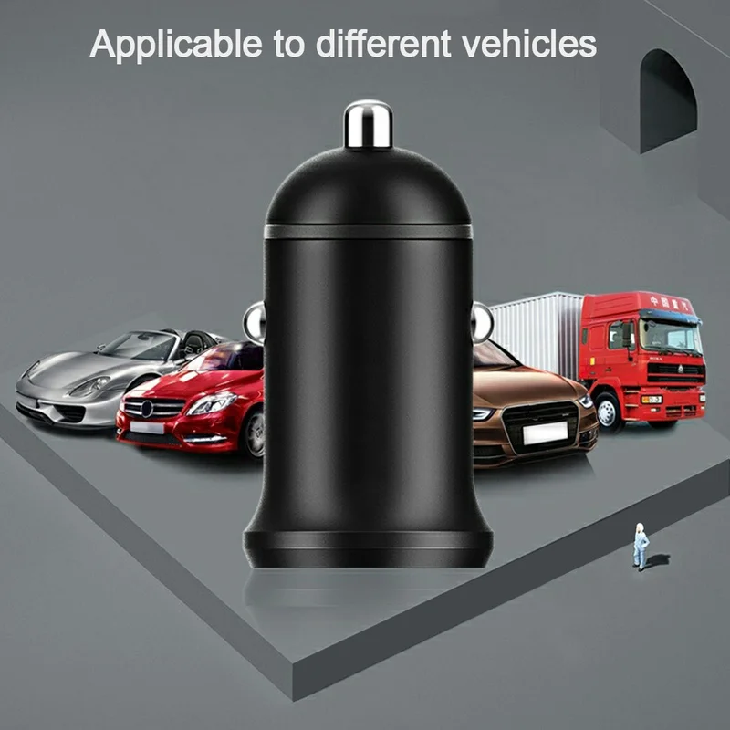 

2.4A Micro Auto Universal Dual USB Car Charger Adapter Car Cigarette Lighter Charger Aluminum Alloy Car Accessories Auto Parts