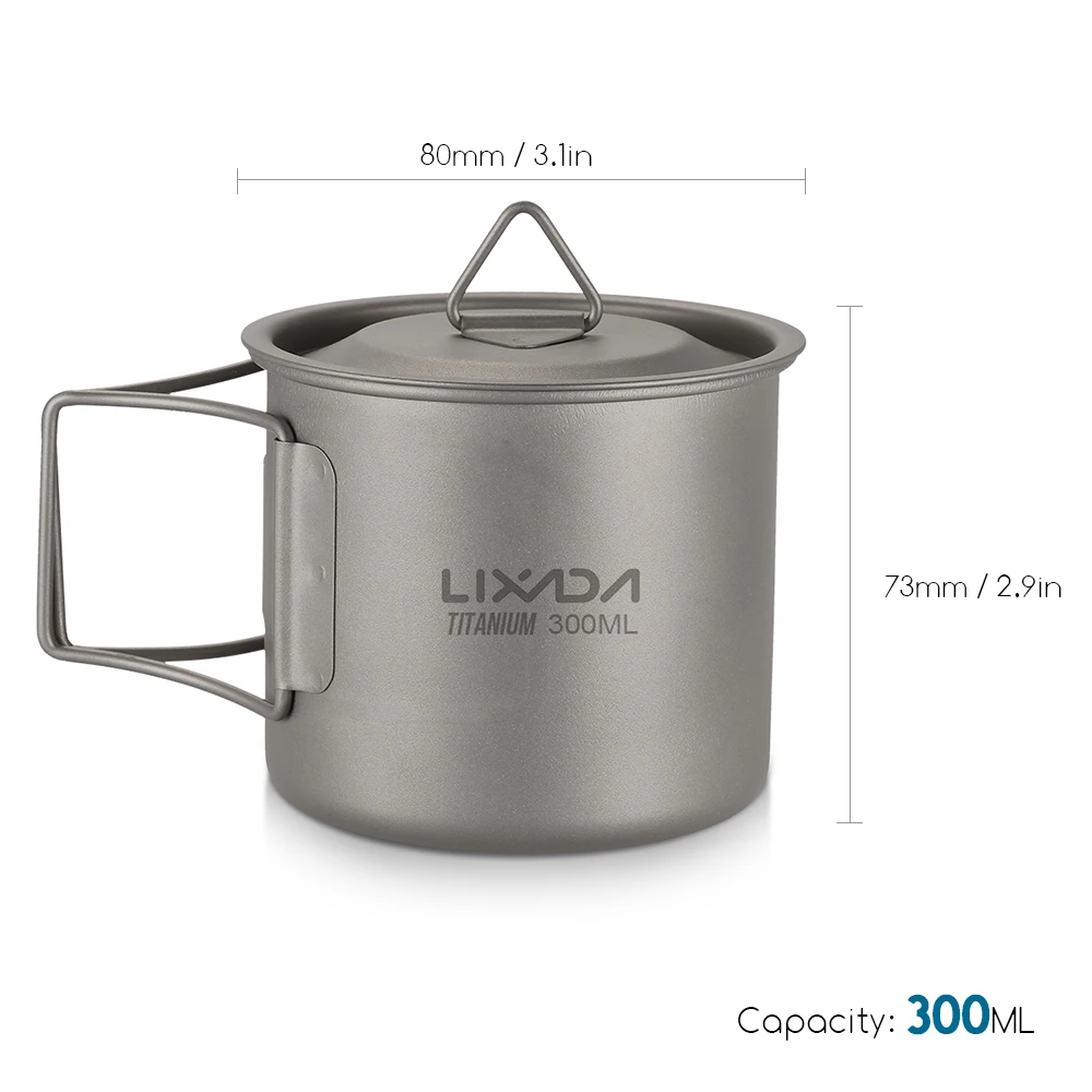 Lixada Ultralight Титан кофейная кружка в виде 300/350/550/650 мл открытый воды Кемпинг кухонная посуда воды кружка посуда с складная ручка