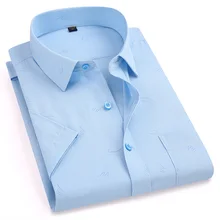 Лето различные дизайн non-iron мужские рубашки с коротким рукавом легкий уход в полоску/плед печати дышащая regular fit Мужской Повседневный Топ