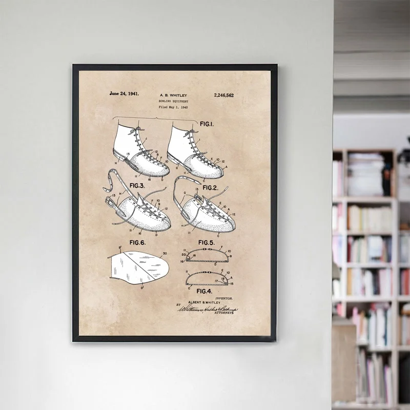 

Patent Whitley Bowling Equipment Part Art Oil Painting Poster Prints Home Wall Decor Painting