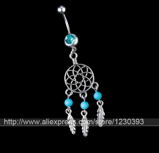 

Hot New 3-color 316L Surgical Steel Dreamcatcher Dangle 14G Belly Navel Ring Body Jewelry