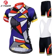 X-Tiger Женская полиэстеровый велосипедный одежда летняя велосипедная одежда с коротким рукавом Ropa Ciclismo Велоспорт Джерси комплект велосипедная одежда