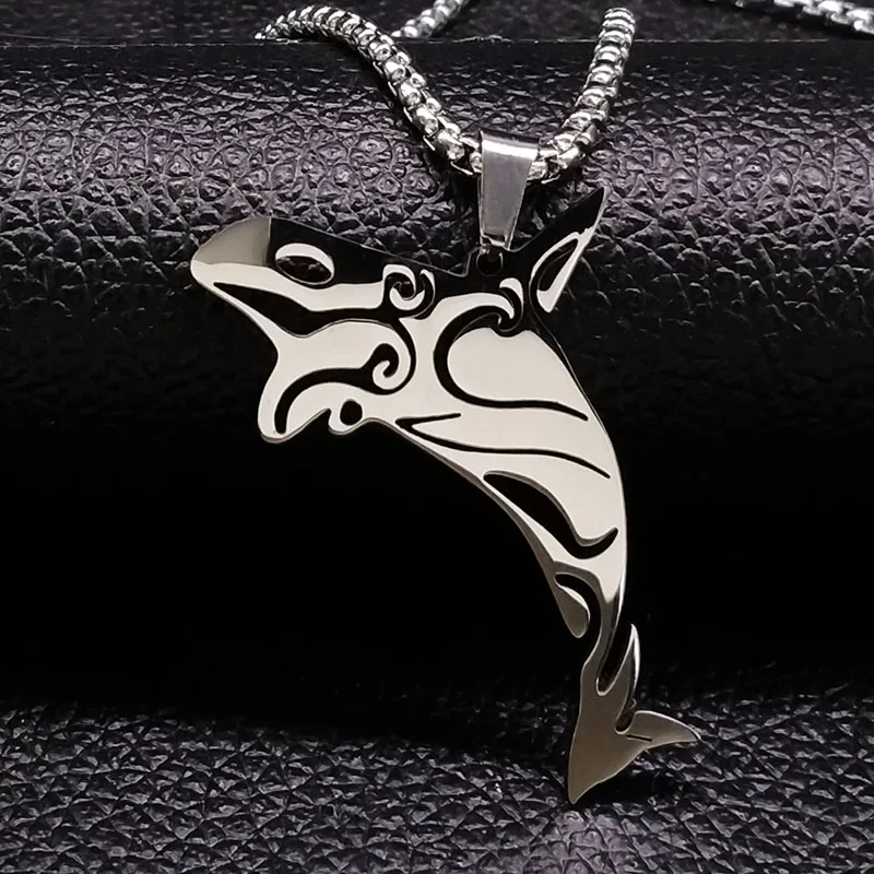 

2019 Shark Stainless Steel Charms Necklaces for Women Fish Silver Color Necklaces Pendants Jewelry colar gargantilha N18069