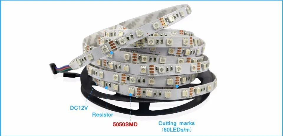 Новое поступление 5 м/рулон RGB 5050 SMD светодиодные полосы света 300 светодиодный s 44 клавиши ИК пульт дистанционного управления и 12 В адаптер