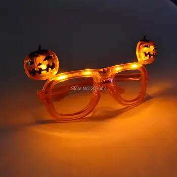 

Free shipping 12pcs/lot led halloween pumpkin glasses Led Light Up Flashing Blink Glow Glasses SunGlasses