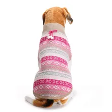 Новые осенние/зимние шерстяные свитера для домашних собак Милый Рождественский цветочный узор вязаный свитер для среднего и Большой пес питомец одежда(розовый