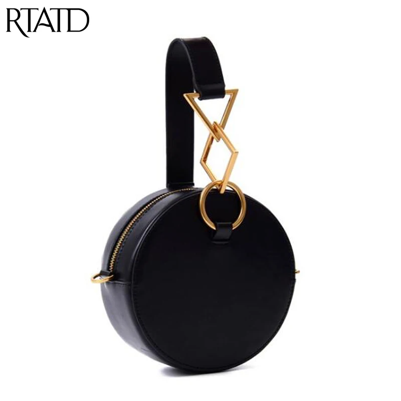 

Women Leather Handbag Vintage Metal Geometry Design Ladies Tote For Female Evening Shoulder Bag Q091