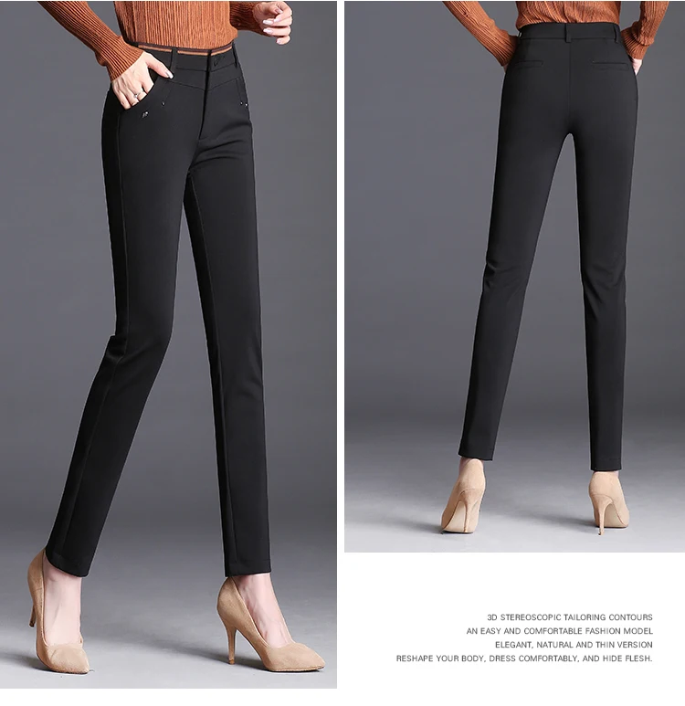 Новинка, осенне-зимние женские брюки-карандаш в английском стиле, женские Капри с высокой талией, повседневные брюки с пуговицами, большие размеры S-6XL