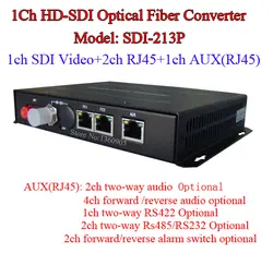 Многофункциональный 1CH HDSDI видео оптический трансивер-audio/Ethernet RJ45/RS485 данных/сигнал тревоги через RJ45 интерфейса по один волокно