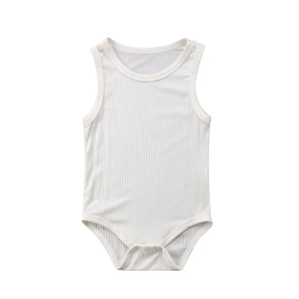 Новое Брендовое хлопчатобумажное Боди без рукавов для новорожденных мальчиков и девочек, комбинезон в рубчик, одежды - Цвет: C