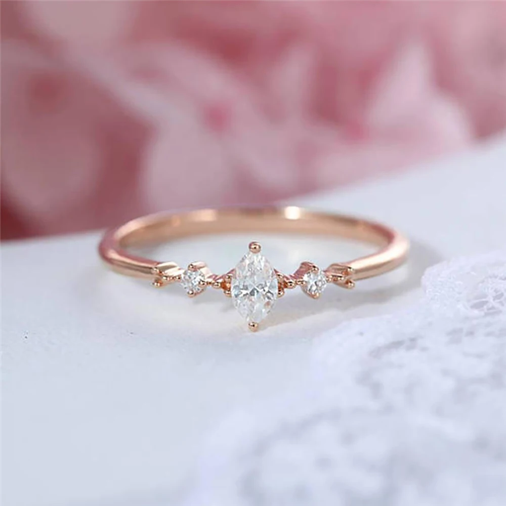 

Canner Luxury Rose Gold Cubic Zirconia Wedding Rings Women Bridal Engagement Crystal Ring Valentine Gift Bague Jewelry C3