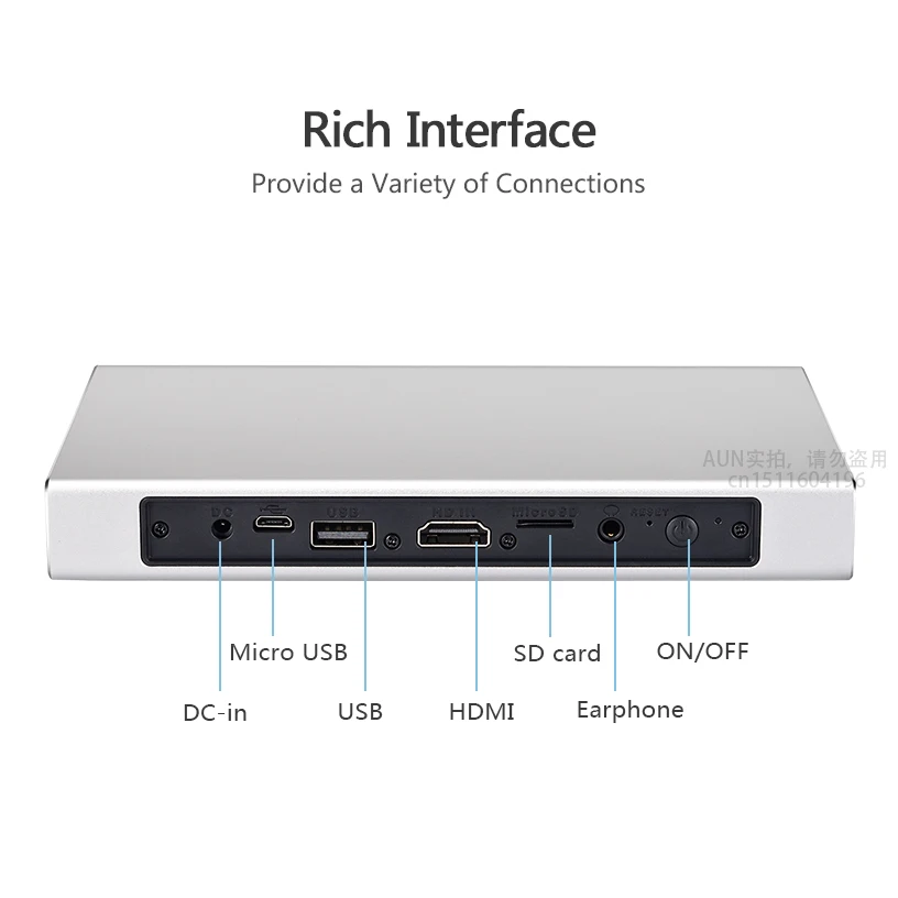 AUN DLP Projector D6S, Portable Beamer Built-in 1080*720, Android 5.1, Bluetooth, 8000mAH Battery. HDMI, USB, SD. (Optional D6I)