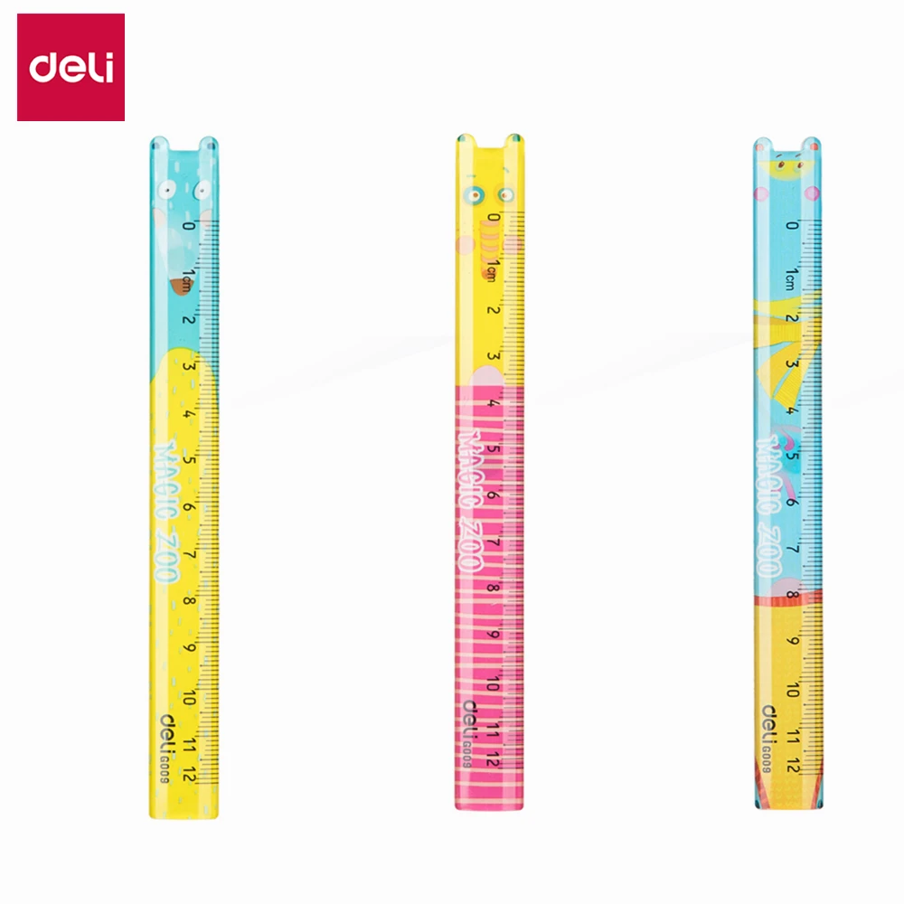 

Deli PS Cartoon Slim Ruler 3PCS/lot 12cm 4.7inch EG00902 one color each Cute School Ruler student stationery ruler