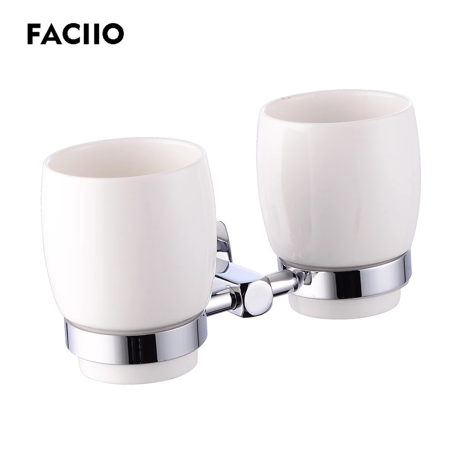 Скидка Faciio Европы Медь двойной держатель чашки Стекло чашки Ванная комната аксессуары зубная щетка футляр для зубной щетки держатели стаканов 5155