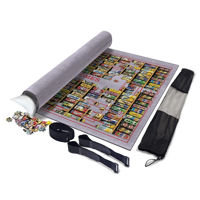 Vente 3mm Épaissir Tapis De Puzzles Puzzle Tapis Roulant Tapis De Jeu Grand 2000 3000 6000 pièces Puzzle Accessoires De Stockage De Voyage Portable Jeux avec sac