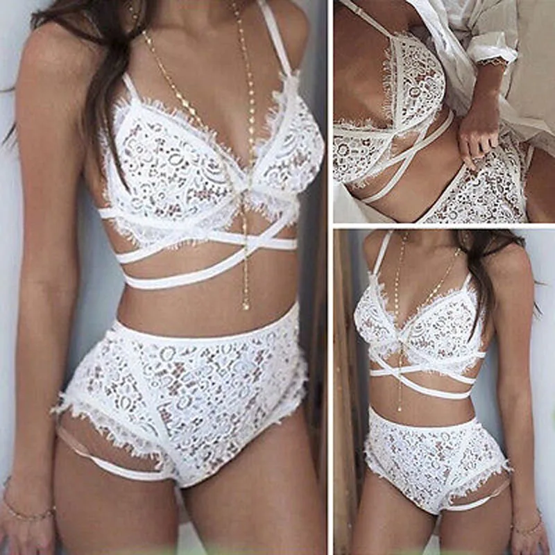 New-Women-s-Sexy-Lingerie-Lace-Underwear-Vest-Top-G-string-Bra-Panty-Set-White (1)