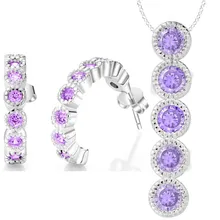 explosion models Wholesale silver plated shiny crystal zircon necklace earrings fashion noble Women classic jewelry set