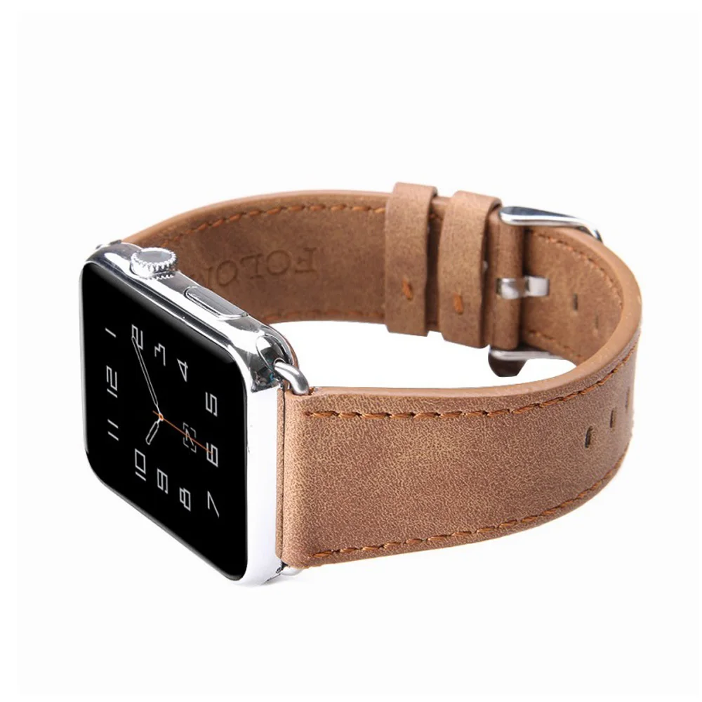 Кожаный ремешок в стиле ретро для Apple Watch, ремешок серии 5, 4, 3, 2, 1, браслет Crazy Horse, сменный Браслет 44/40/42/38 мм, ремень
