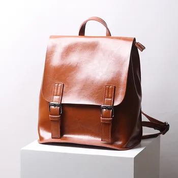

ALAVCHNV original design new two-story leather women's retro leisure shoulder bag leather men and women couples school bag 9320