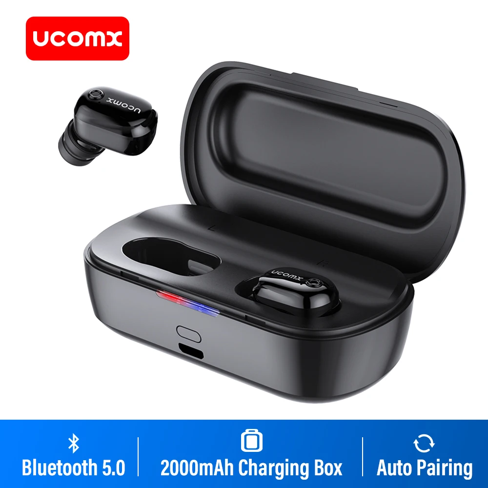 UCOMX U6H Pro Bluetooth Earbuds True Wireless Stereo Earphones with 2000mAh Charging Case Hands-free Earpiece for iPhone Samsung