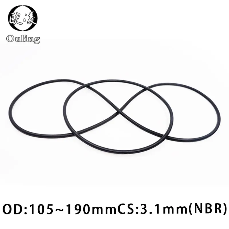 Резиновое кольцо черное уплотнительное NBR CS3.1mm OD105/110/120/125/130/140/145/150/160/170/180/190 мм