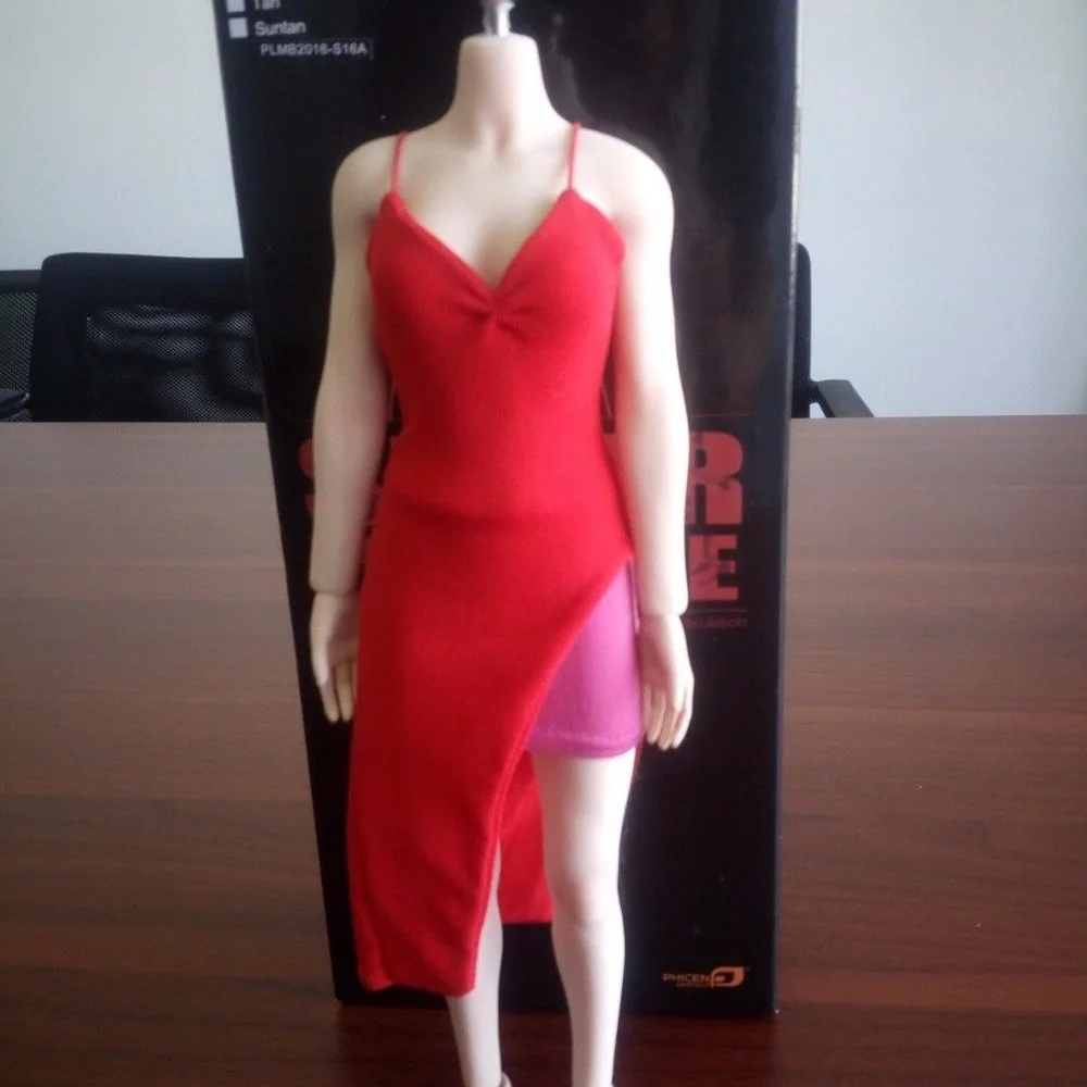 Female Red Dress 1 6 Scale Girl Vest Skirt Clothing Model Toys For 12 Female Action