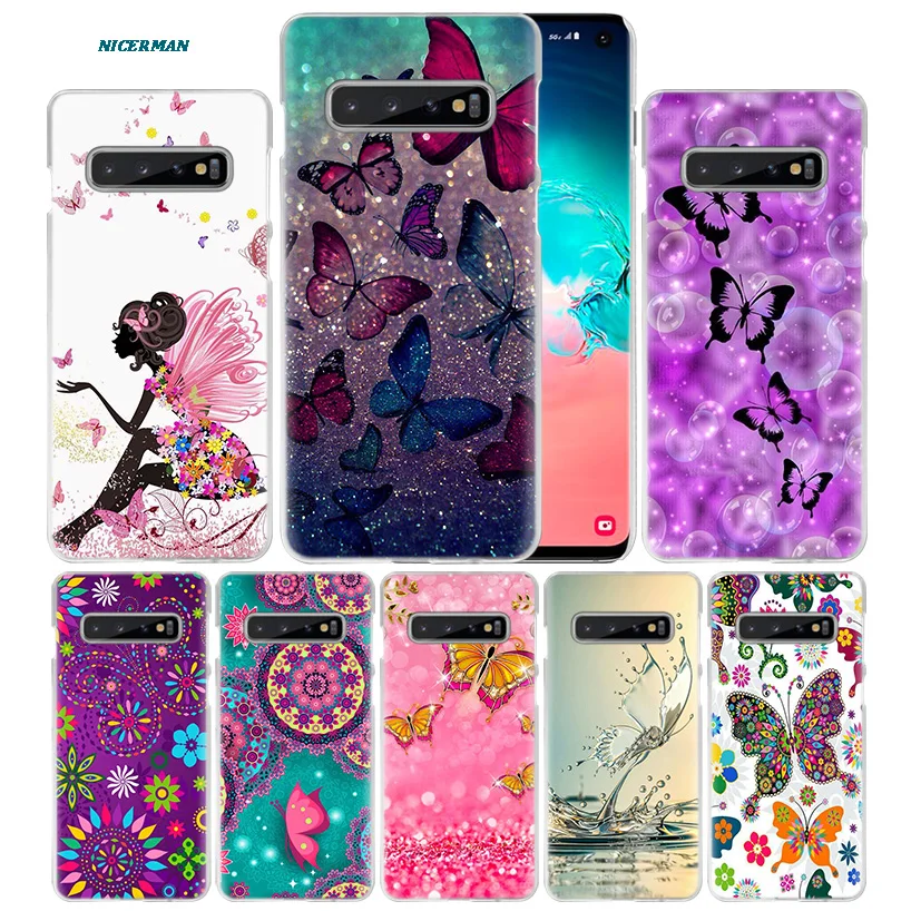 

Butterfly Flower Mandala Case for Samsung Galaxy S10 5G S10e S9 S8 M30 M20 M10 J4 J6 Plus J8 2018 Note 8 9 Clear Hard PC Phone C