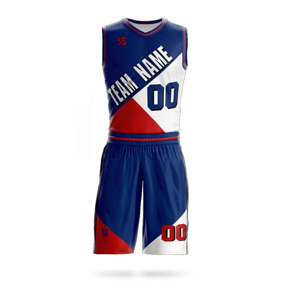Blue Geometric Sublimation Basketball Jerseys and Shorts | YoungSpeeds Womens