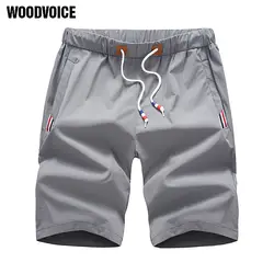 Woodvoice модные шорты Для мужчин брендовые летние Одежда высшего качества мужские шорты прямо по колено хлопковые пляжные Jogger Брюки-багги