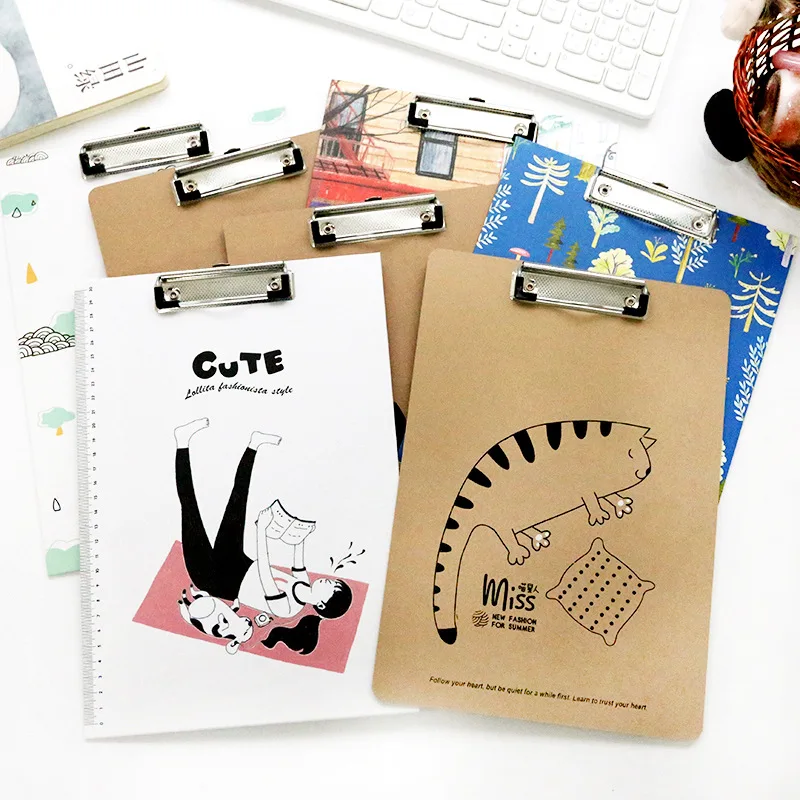 

1Pcs 30x21cm Cute Cartoon Cat Animal Papers Writing File Mat Drawing Folder Clip Board Clipboard A4 For School Office Tool JB02