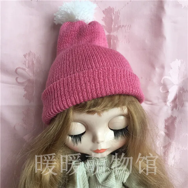 Карамельный цвет 1/6 blyth модная кукольная шляпа шерстяная шляпа 1/4 1/6 bjd кукла аксессуары вязаная шапка для blyth Кукла аксессуар - Цвет: pink 2