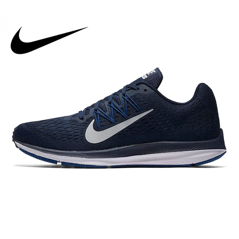 

Original Authentic Nike Zoom Winflo 5 Men Running Shoes Sneakers Navy Blue Breathable Non-slip Shock Absorbing 2019 New AA7406