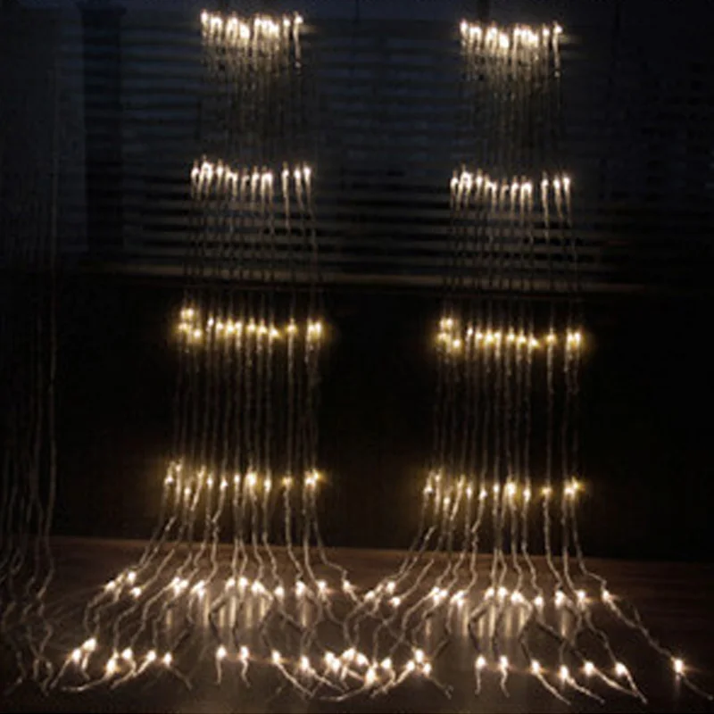 3x3 m 320 Led Cachoeira Cortina Sincelo Meteor Shower Chuva à Prova d' Água Luz da Corda do Casamento do Natal de Fadas Cordas Garland 6 dmeteor água chuva chuva chuva string luz