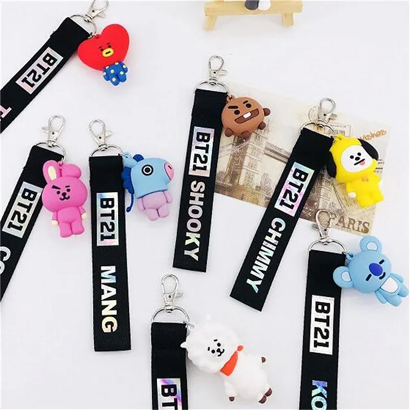 

KPOP Bangtan Boys KOYA PVC Colorful Keychain Phone Rope Strap Clip Lanyards Keyring Accessory Bag Hat Accessories