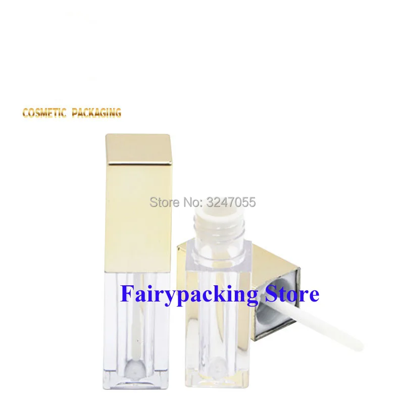 Download 3.5ML Square Clear Plastic Lip Gloss Tube with Gold Cap ... Yellowimages Mockups
