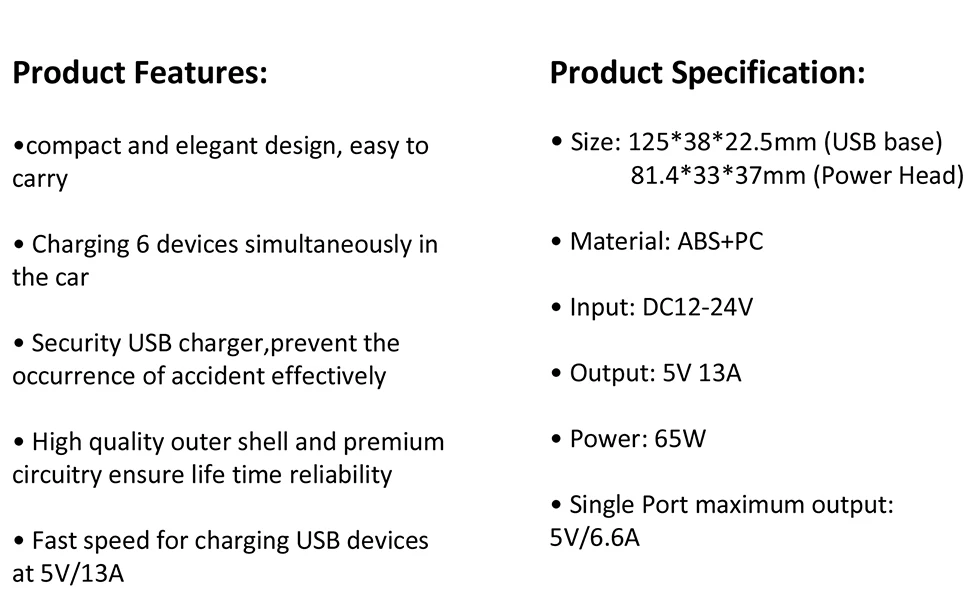 SeenDa 6 портов USB Автомобильное зарядное устройство 65 Вт 13A автомобильное зарядное устройство для телефона для iPhone samsung планшета автомобильное зарядное устройство адаптер быстрое зарядное устройство для телефона в автомобиле