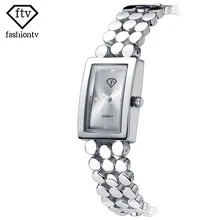 FTV Rectangle Watch Girls Women Silver Wrist Watches Hardlex New with Tags Vogue Bracelet Wristwatches Girls’s Present Field